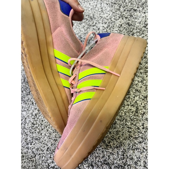 Adidas Court Platform Pink Suede Sneakers Shoes Women's Size 9.5 Neon Stripes‎ - Picture 9 of 10